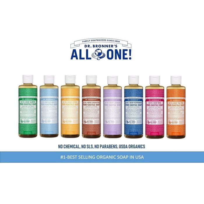 Dr. Bronner's Castile Liquid Soap (237ml / 473ml) ✓BPOM ✓Exp 2023