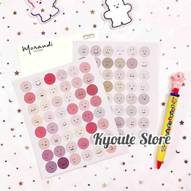 

Sticker Sheet Lembar Smiley Bulat Diary Scrapbook DIY Journal Planner Bujo Sealing Sticker