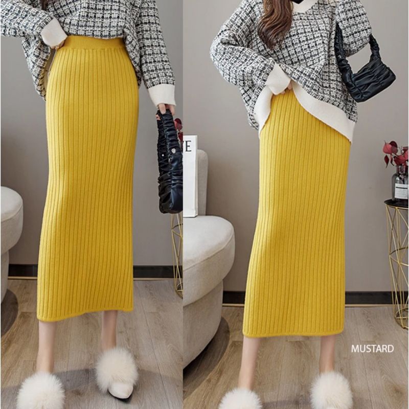 (R80) Rok rib knit midi skirt 80cm