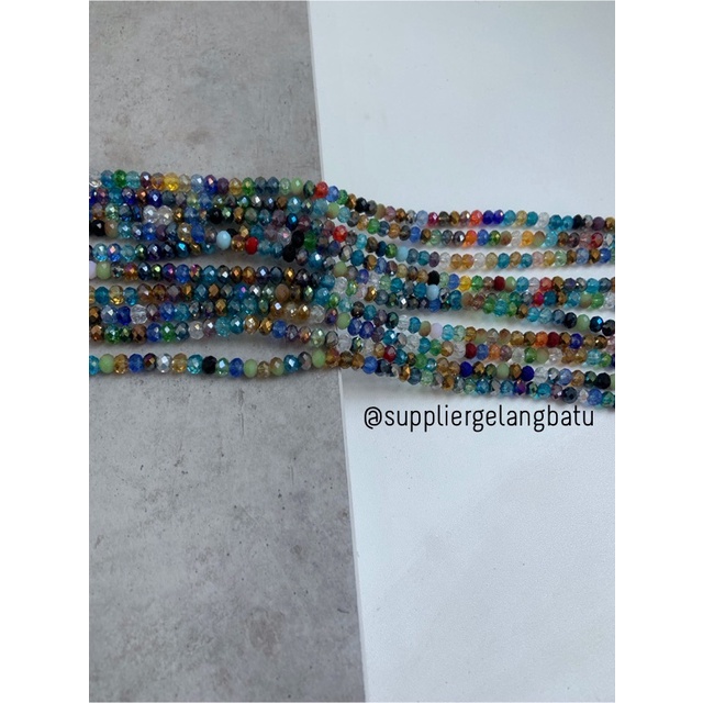 Crystal Ceko multicolor 6mm mix campur warna bahan craft manik donat