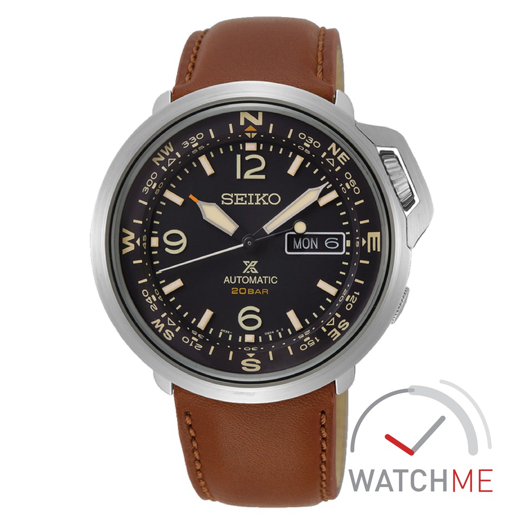 Jam Tangan Seiko Prospex SRPD31K1 Automatic Black Dial 200m Brown Leather Strap Original Bergaransi