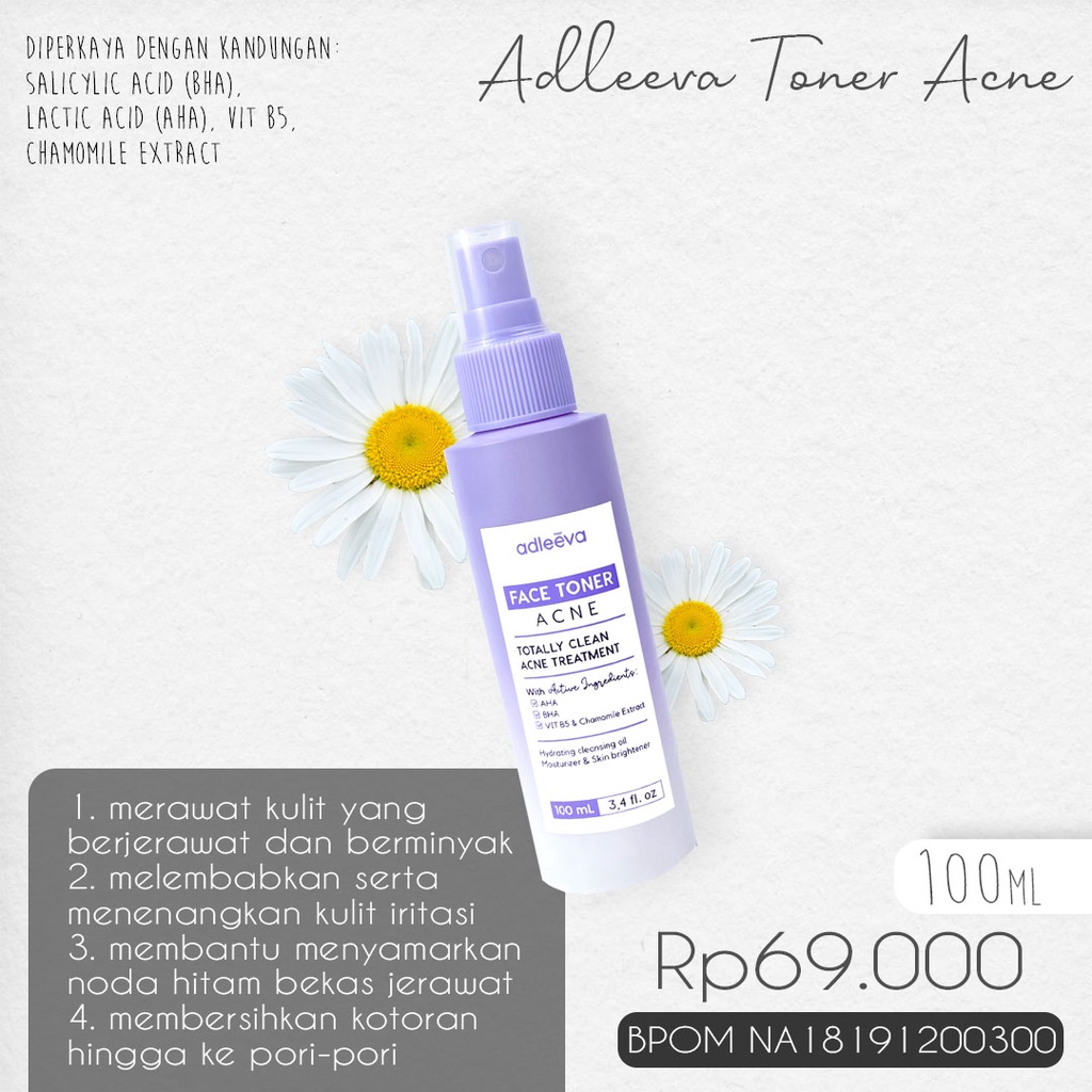 ADLEEVA BY ADEEVA Paket Complete Acne Bright Series Skincare Original Anti Jerawat BPOM-6