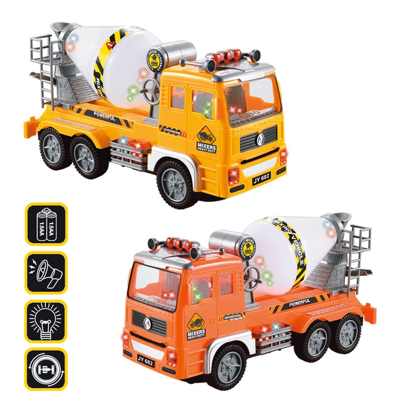 mainan edukatif anak construction truck mixer semen besar truk molen sound light bump and go