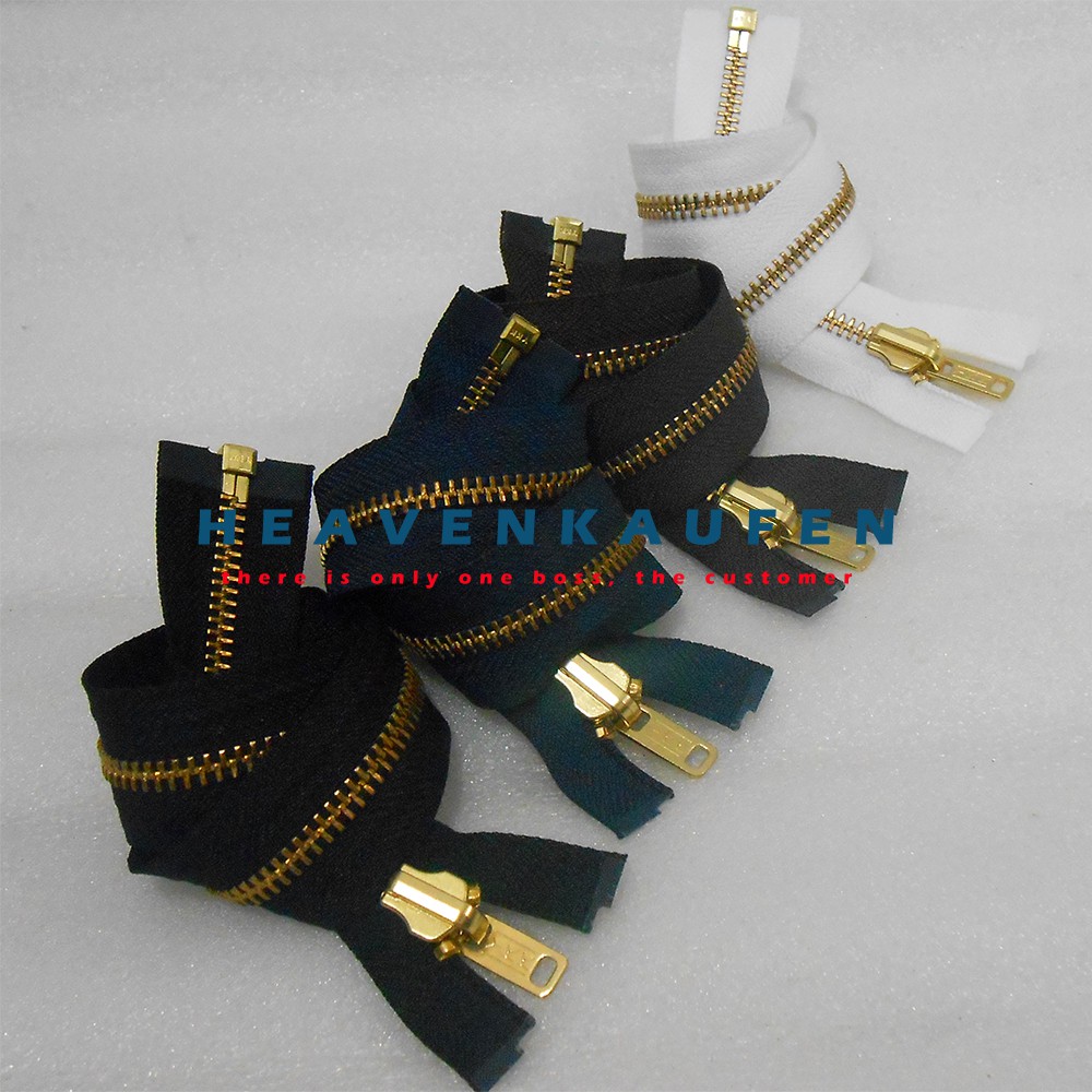 Resleting Zipper YKK 50 cm Gigi Besi Gold Bolak Balik