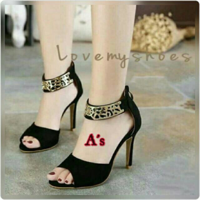heels CK gelang super ELEGANT murah / heels pesta wanita murah / heels hitam gelang wanita