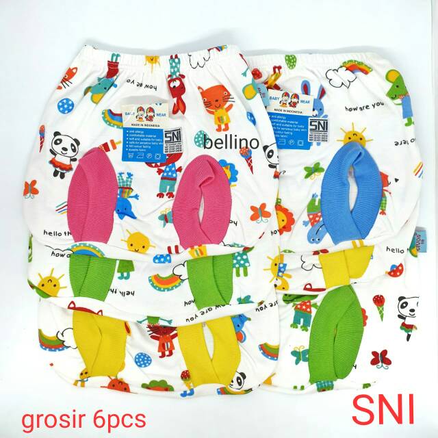 6Pcs Celana baby newborn motif model bulat / Celana bayi motif katun warna label SNI super soft