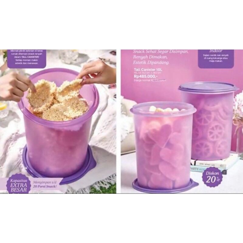 Toples tall canister 10 liter Tupperware