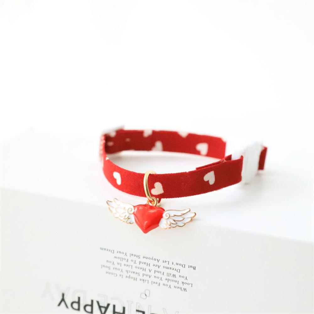 Timekey Kalung Collar Adjustable Motif Hatimalaikatbunga Cherry Untuk Anjingkucing C1T1