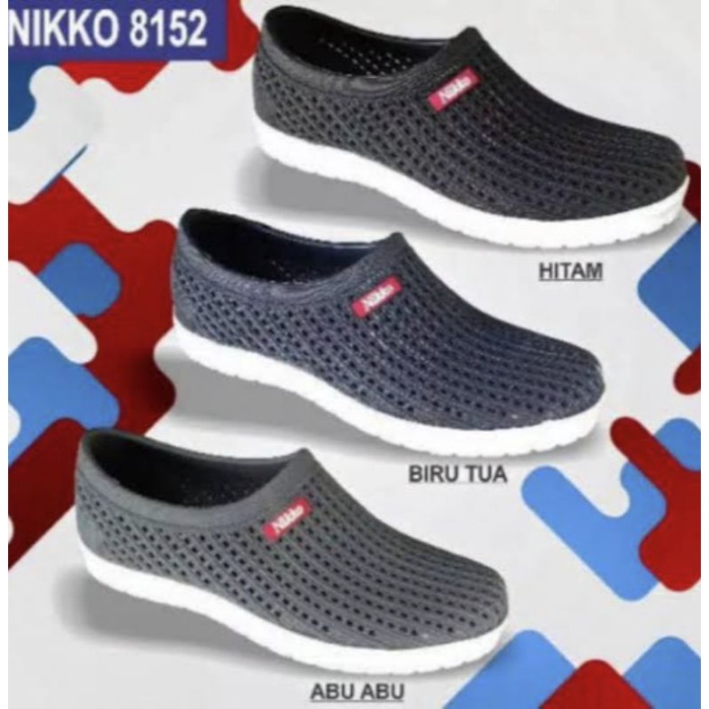 Sepatu kerja berkendara Karet Slip On cowok pria anti air awet tahan lama NIKKO 8152