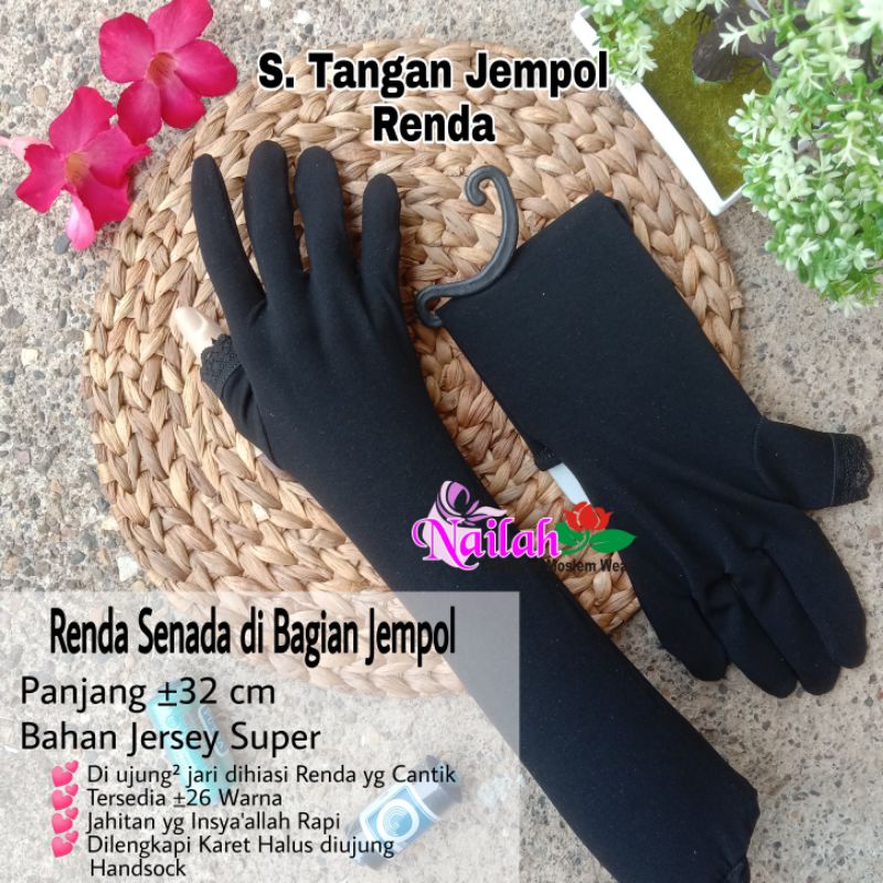 Sarung Tangan Touchscreen Muslimah Jempol Renda