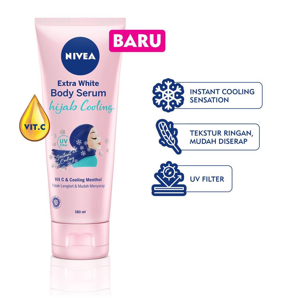 NIVEA EKTRA WHITE BODY SERUM HIJAB COOLING 180 ML @MJ