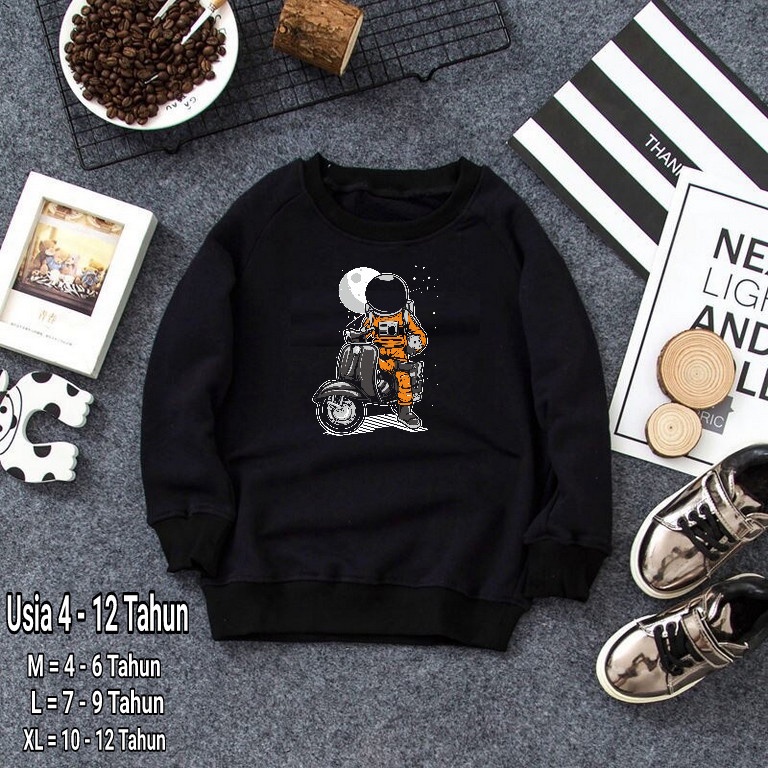 sweater crewneck anak unisex usia 4-12 tahun/sweater crewneck anak terbaru cowok cewek/jaket anak model crewneck