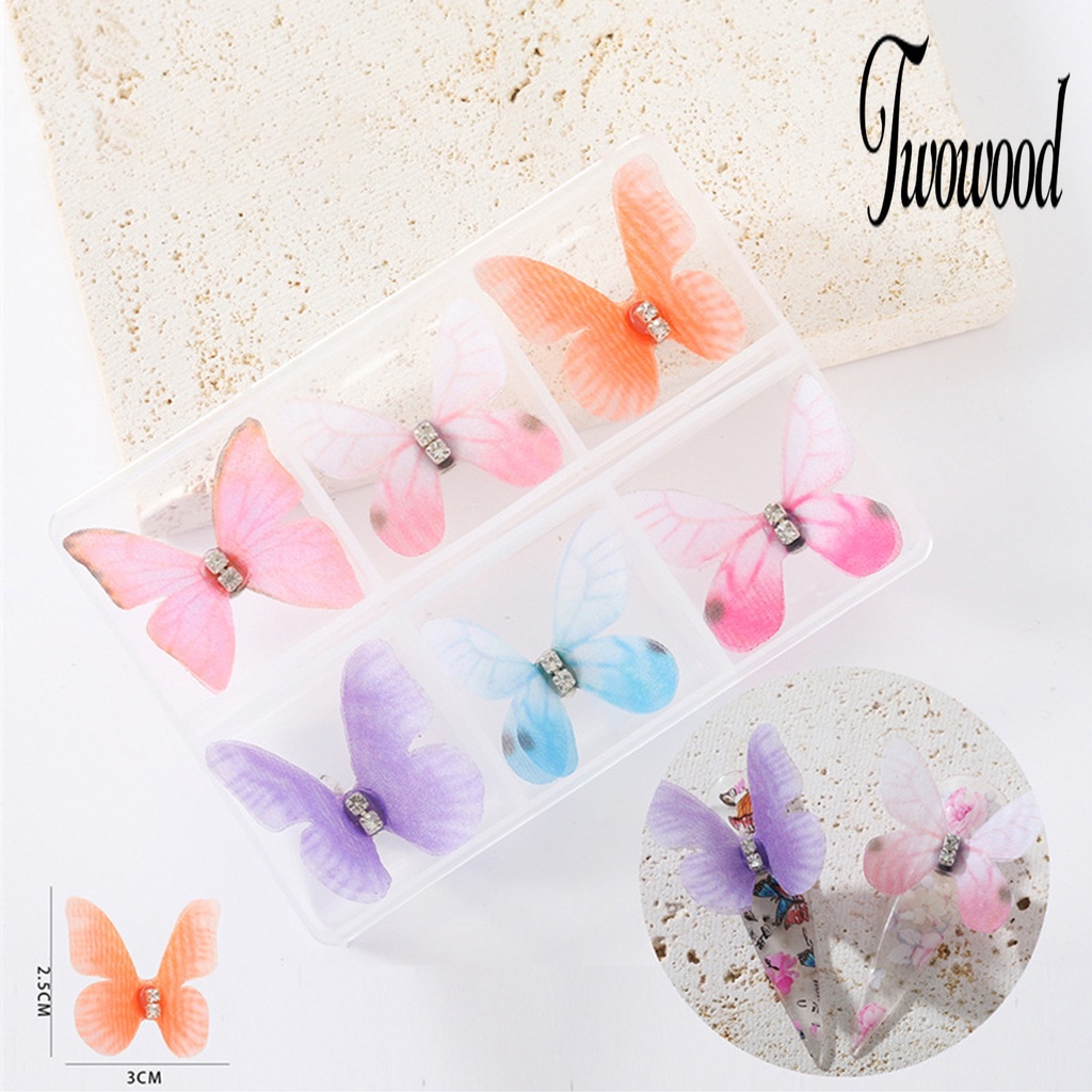 6 Pcs Simulasi Kupu-Kupu 3D Bahan Plastik Untuk Dekorasi Nail Art