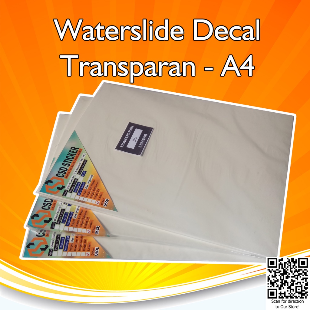 Decal Transparant A4/ Waterslide decal Transparan isi 20 lembar