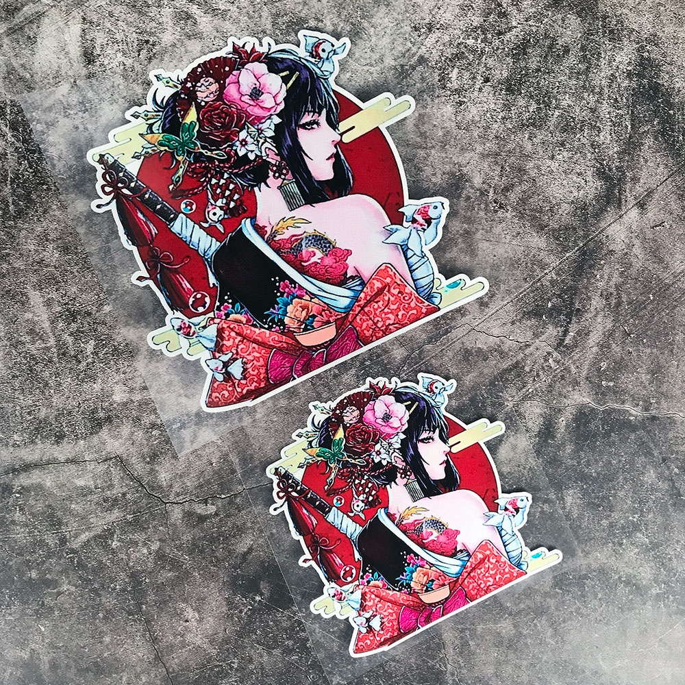 Stiker Kaca Belakang Motif Wanita Maid Gaya China Untuk Dekorasi Motor