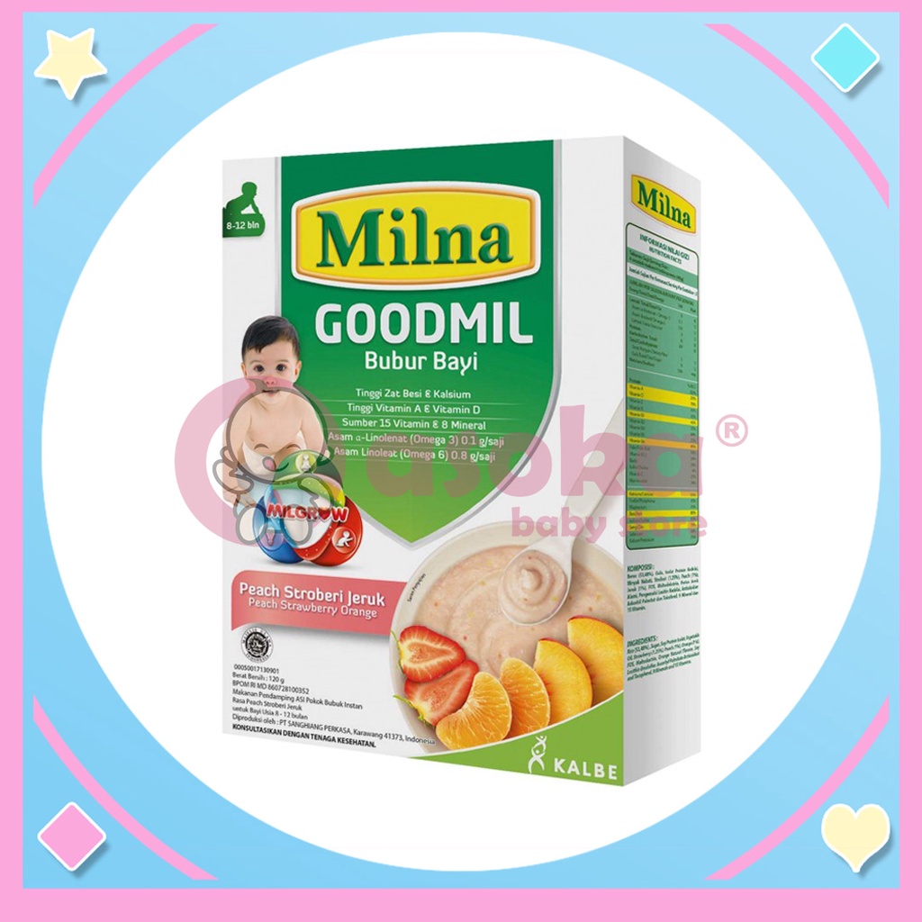 Milna Goodmil Bubur Bayi 8+ Peach, Strawberry, Jeruk 120gr ASOKA