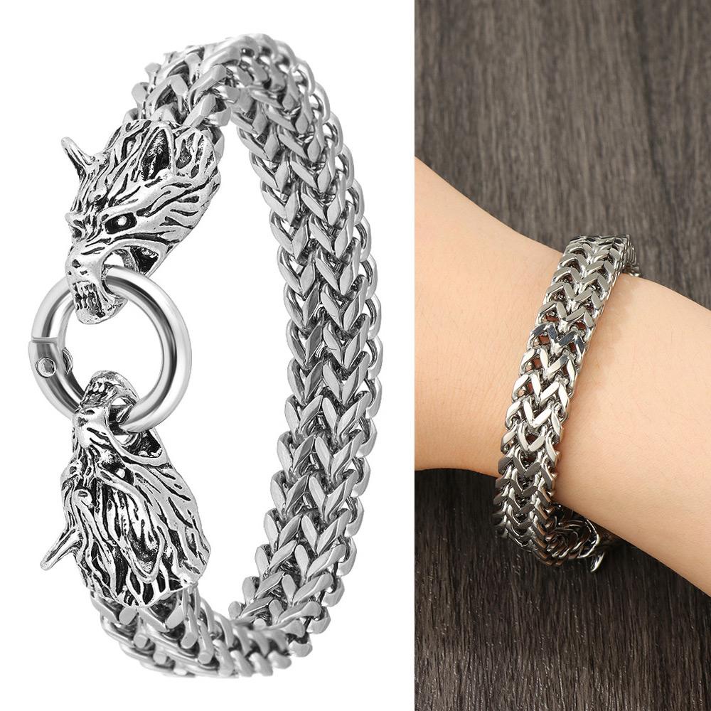 Solighter Fenrir Kepala Gelang Fashion Rantai Cincin Gesper Gelang Stainless Steel