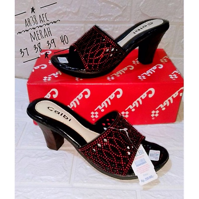 [PROMO TAHUN BARU] SANDAL WANITA CALBI HEELS / SANDAL PESTA MEWAH-Salur marun heels