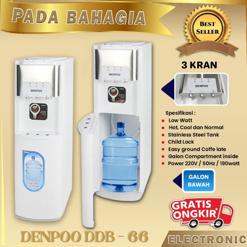 Dispenser Galon Bawah DENPOO DDB 66 Pipa Stainless Stell