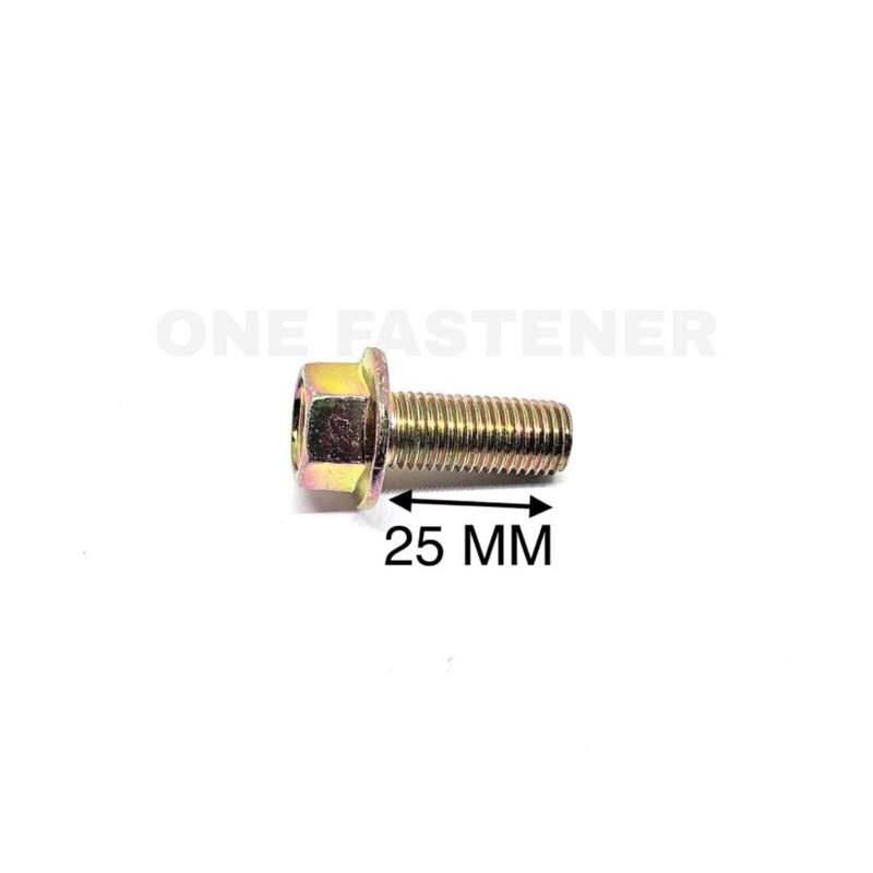 Baut Flange Bolt M10x25 Kuning 1.25 Baut 14 topi Flange 2.5cm M10 10x25