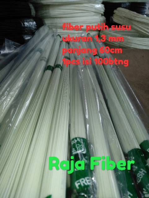 Jeruji ruji fiber putih susu ukuran 1.3mm panjang 60cm 1pcs isi 100batang