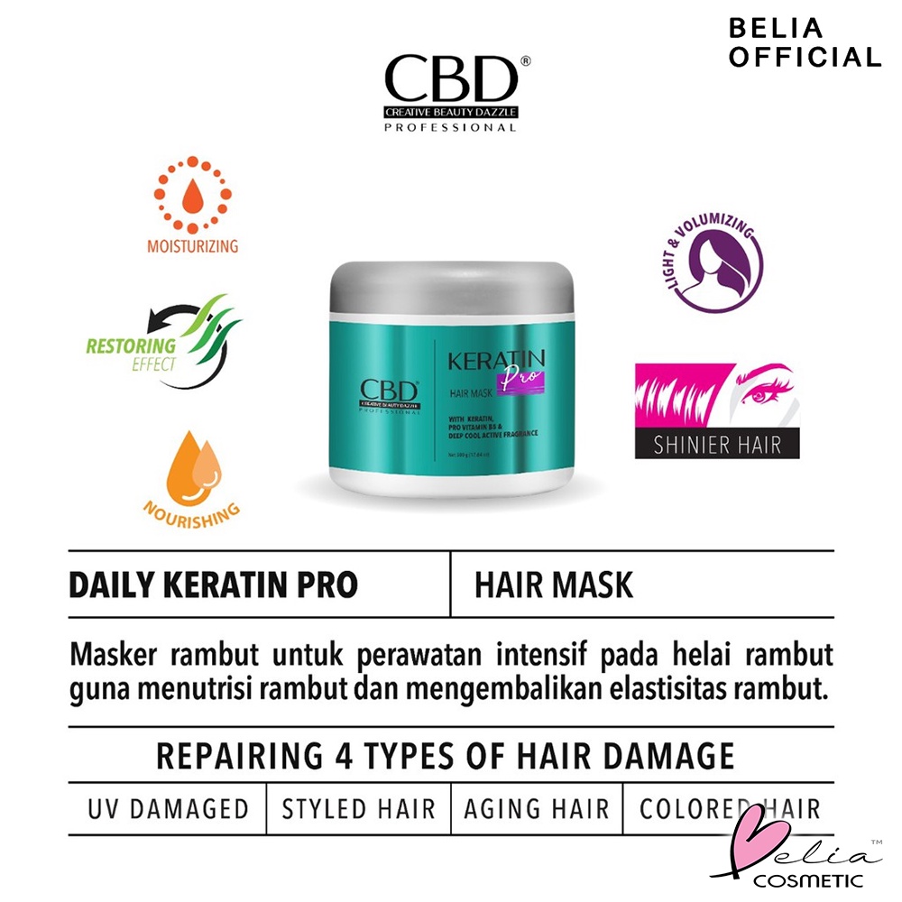 ❤ BELIA ❤ CBD Professional Series | Hair Treatment Keratin Pro | Color Shield | Smoothing Power | Shampo | Conditioner | Hair Mask | Hair Vitamin Spray | BPOM