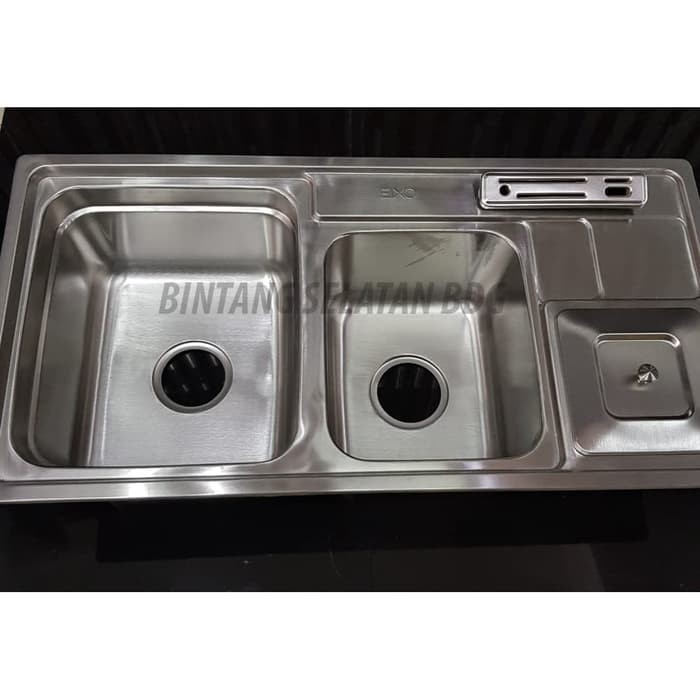 BAK CUCI PIRING SINK GLOBAL 2B1C 88X45X20 TIGA LUBANG