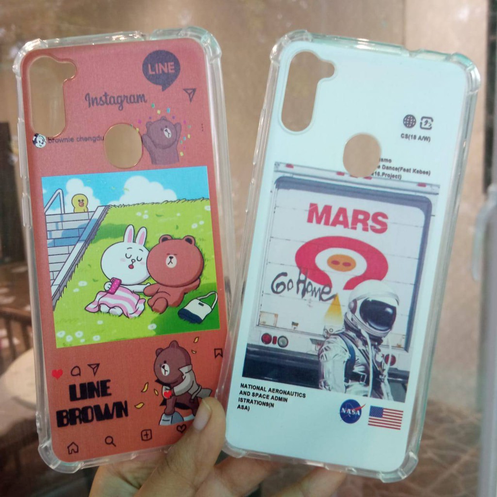 Samsung A11 / M11 Case Fuze Glass Model Kartun Casing Untuk Cewek Cowok