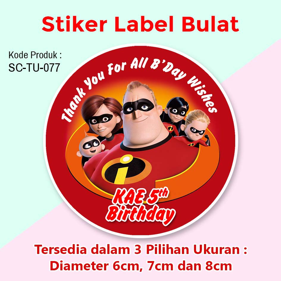 

STIKER LABEL ULANG TAHUN ANAK TUMPENG MINI SOUVENIR THE INCREDIBLE