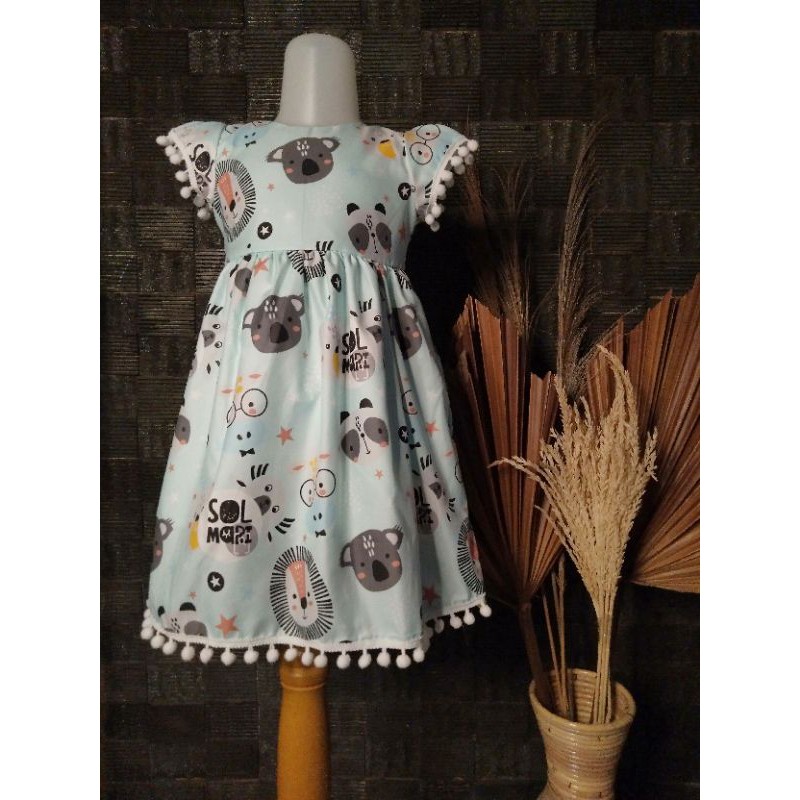 DRESS POMPOM ANAK 2-6 TAHUN •• DRESS POMPOM LION •