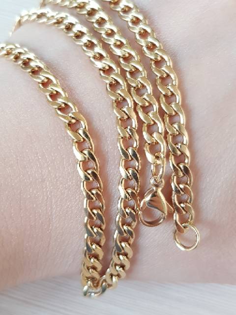 Kalung titanium gold import Antikarat KGG01