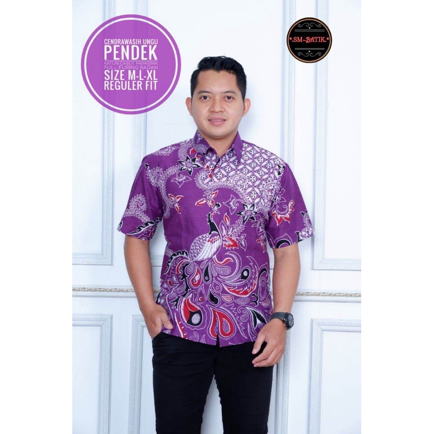 Hem batik warna purple / batik pria terbaru warna ungu / batik pria warna ungu lilac /cendrawasih