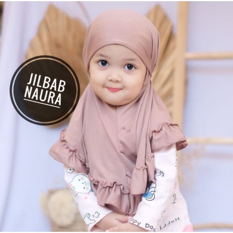 SD - JILBAB ANAK NAURA usia 0-3 th all size BAHAN  jersey balon