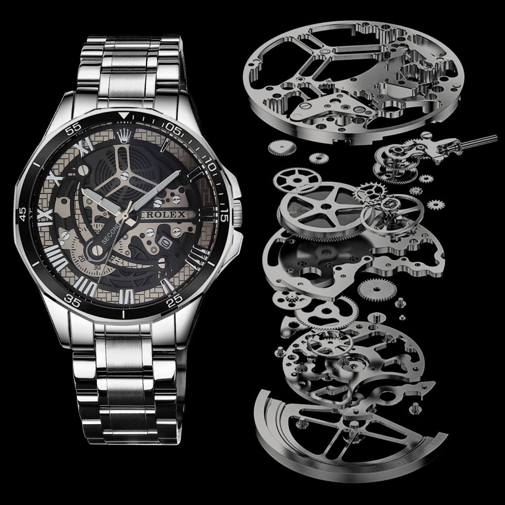 PREMIUM  Jam tangan Pria ROLEX MODEL AUTOMATIC - Tanggal aktif - Free box SUPER RX ( bisa COD ) 2