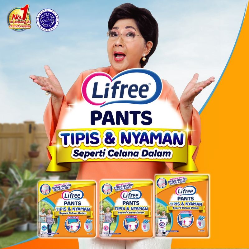 Popok Dewasa Celana Lifree Pants Tipis &amp; Nyaman Bergerak - Sachet M1 / L1 / XL1