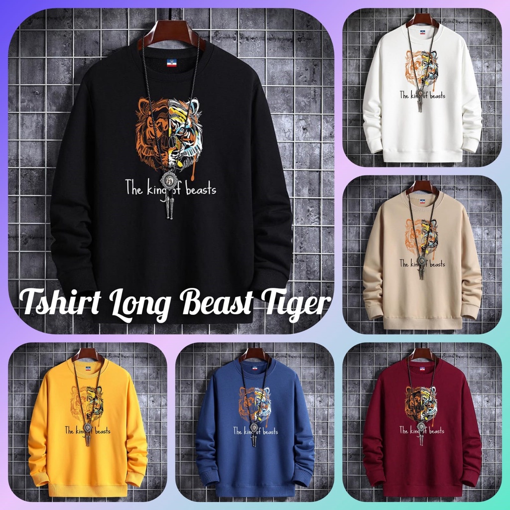 Atasan Lengan Panjang Cowok Tshirt Long Beast Tiger Dan Farewell