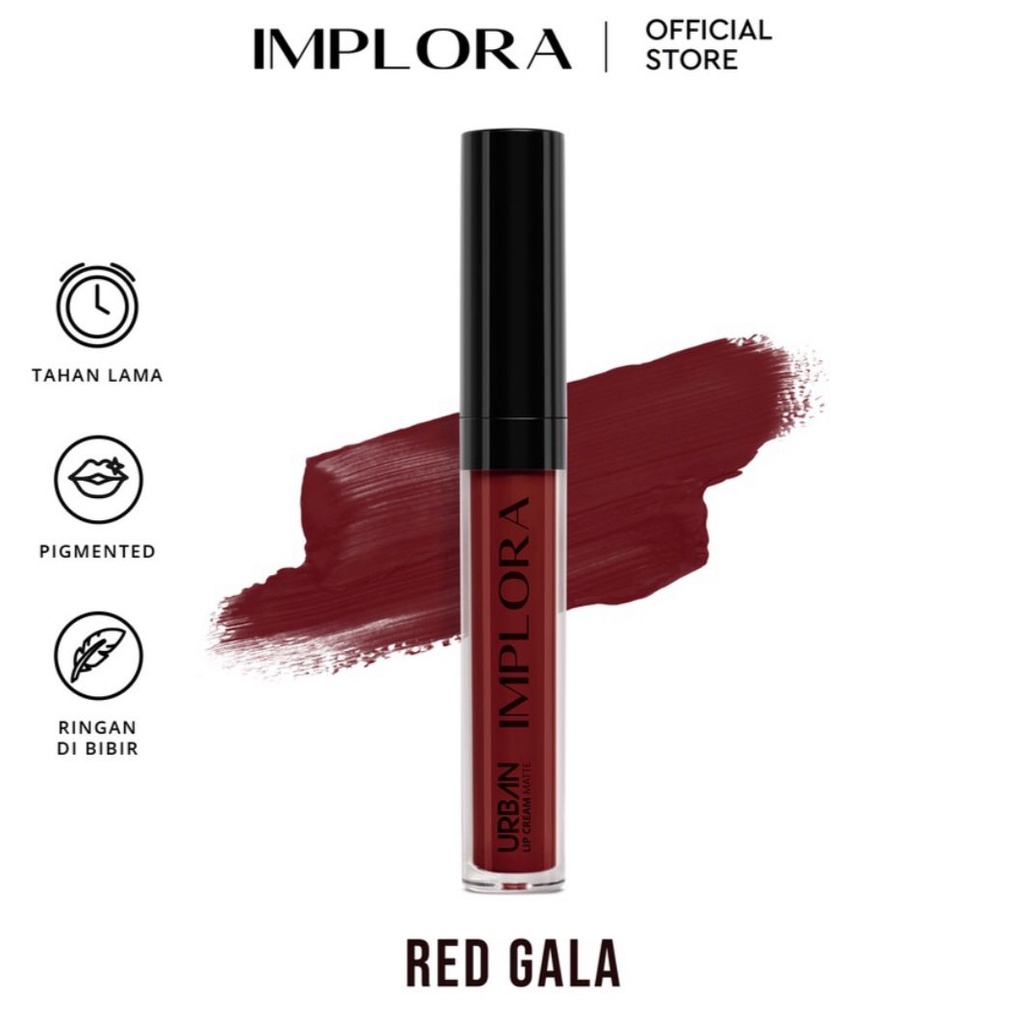 FREE BUBBLE WARP IMPLORA Urban Lip Cream Matte Original BPOM - Lipcream Surabaya-20 Red Gala