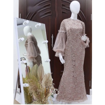 Gamis Brokat Lebaran Terbaru 2022 Dress Pesta  India Elegan Mewah Casual Kondangan Bridesmaid Jumbo 