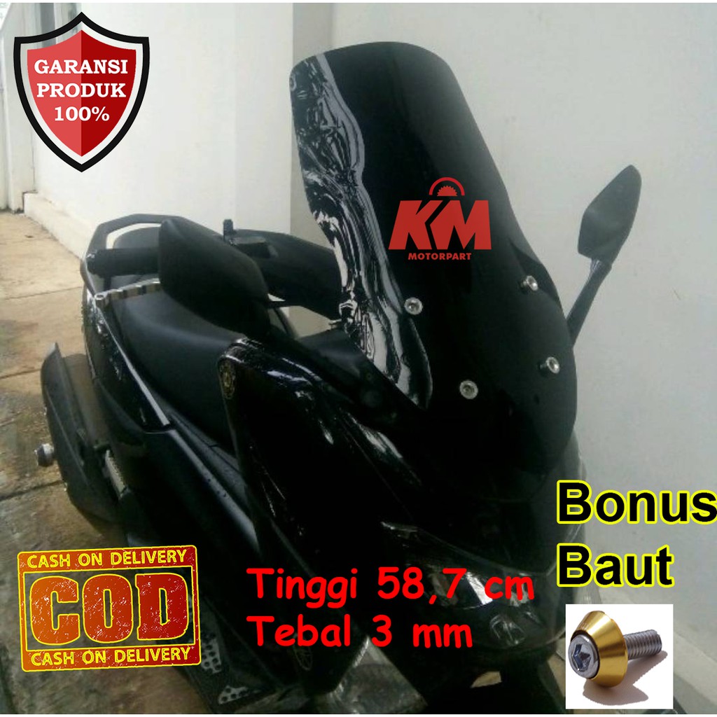 Visor Windshield NMax Old Panjang 2015 2016 2017 2018 2019 Panjang 58 cm Tebal 3 mm Bahan Kaca Mika