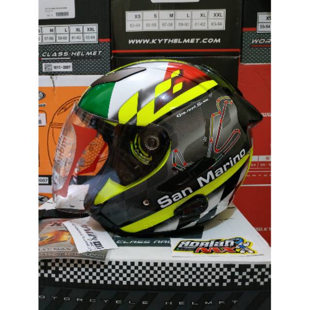 HELM KYT GALAXY SLIDE MOTIF SAN MARINO 2 VISOR HELM DOUBLE VISOR KYT GALAXY MOTIF MOTOGP MURAH ORI