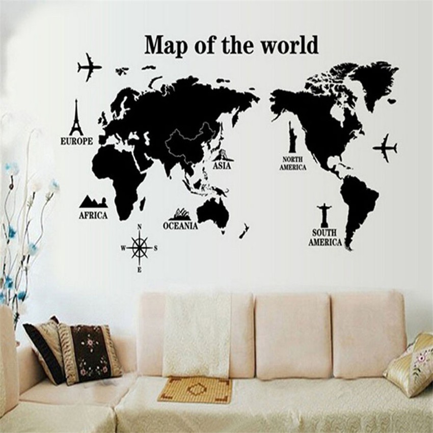 Sticker Wallpaper Dinding World Map Tempel Living Room Decoration COCOPLAY Y1803 Grab Medan