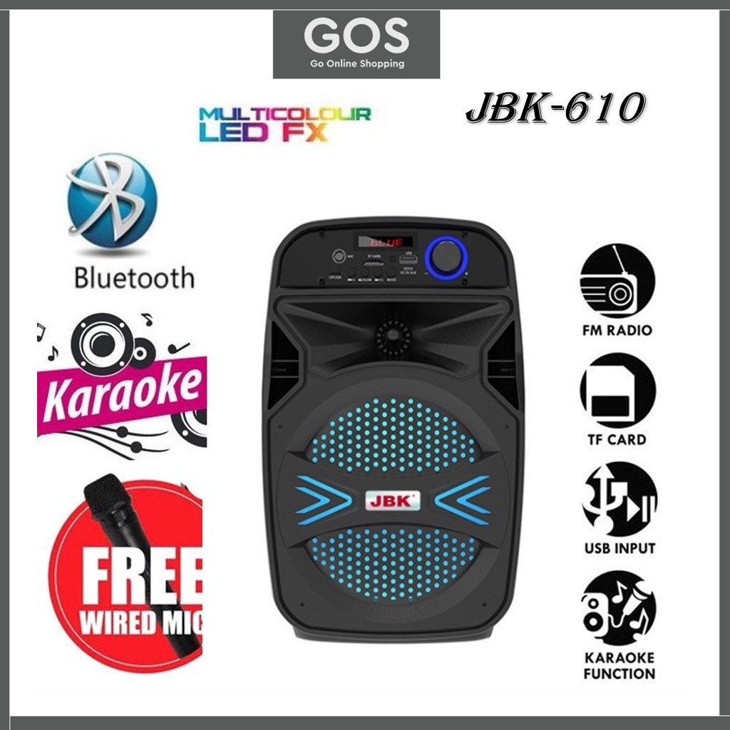 Jual SPEAKER KARAOKE BLUETOOTH WIRELESS PORTABLE JBK 610 WITH MIC