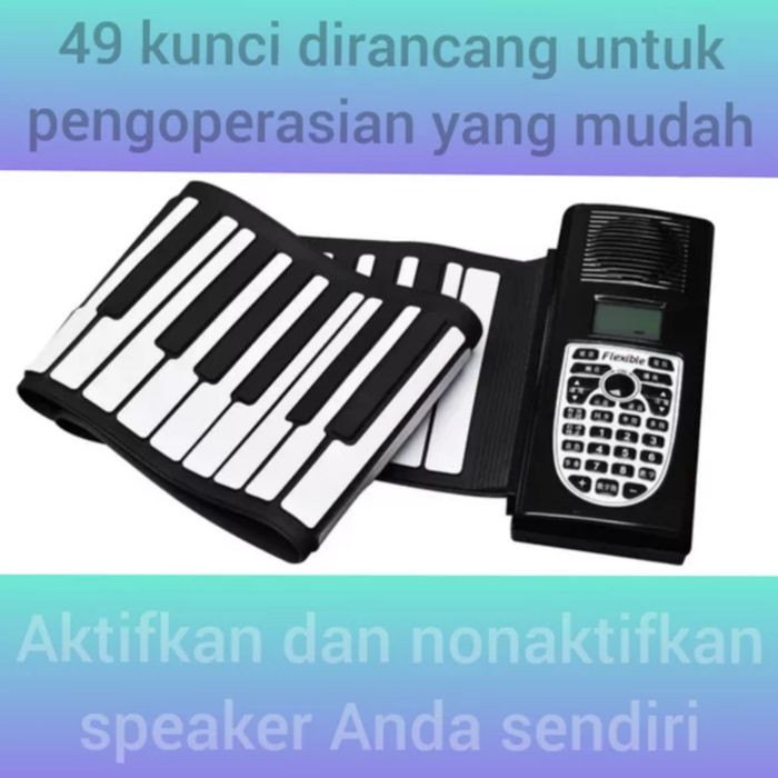 Roll tangan piano 49 kunci lipat silikon keyboard roll tangan menebal