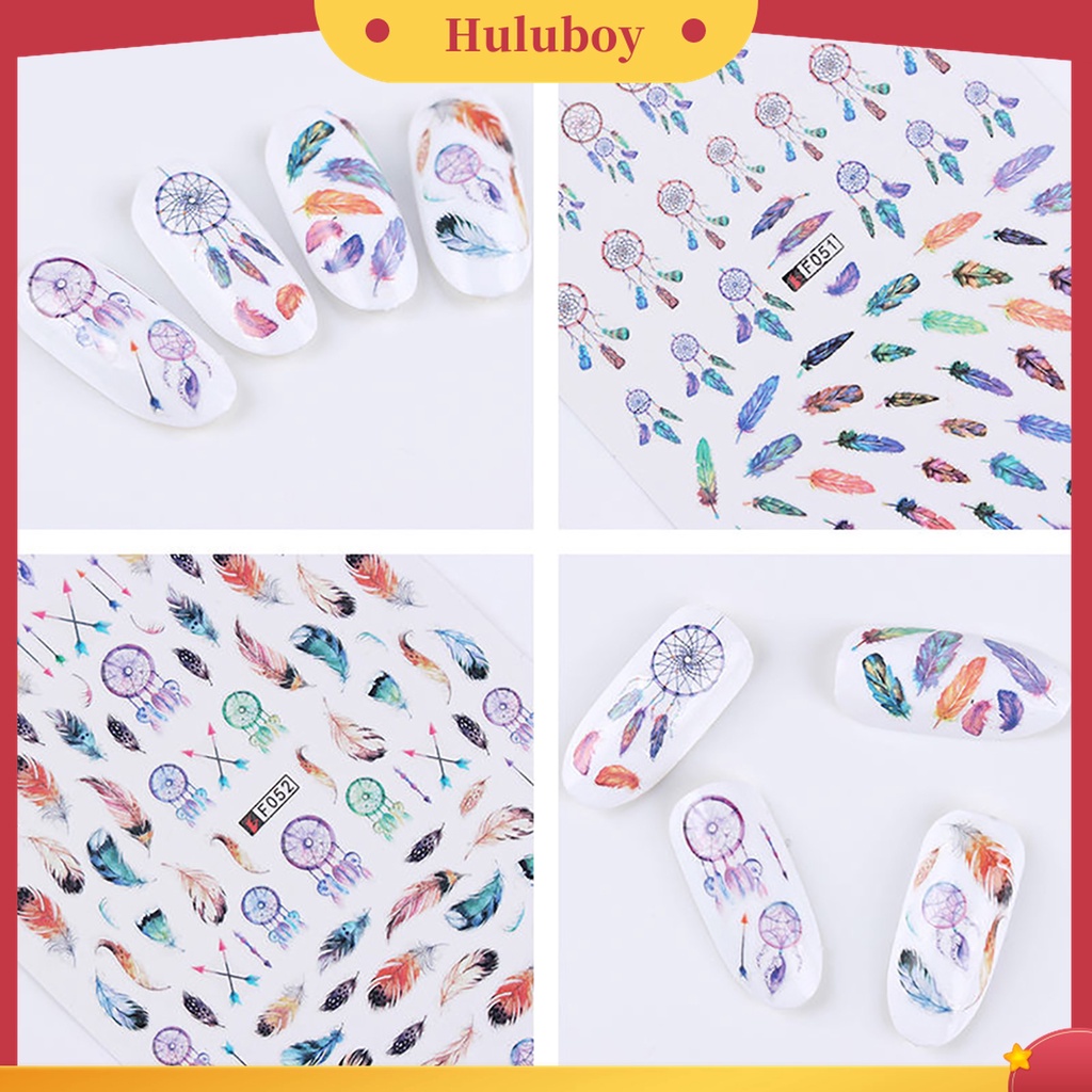 Huluboy Huluboy♡ Stiker Kertas Motif Bulu Dream Catcher Untuk Dekorasi Nail Art