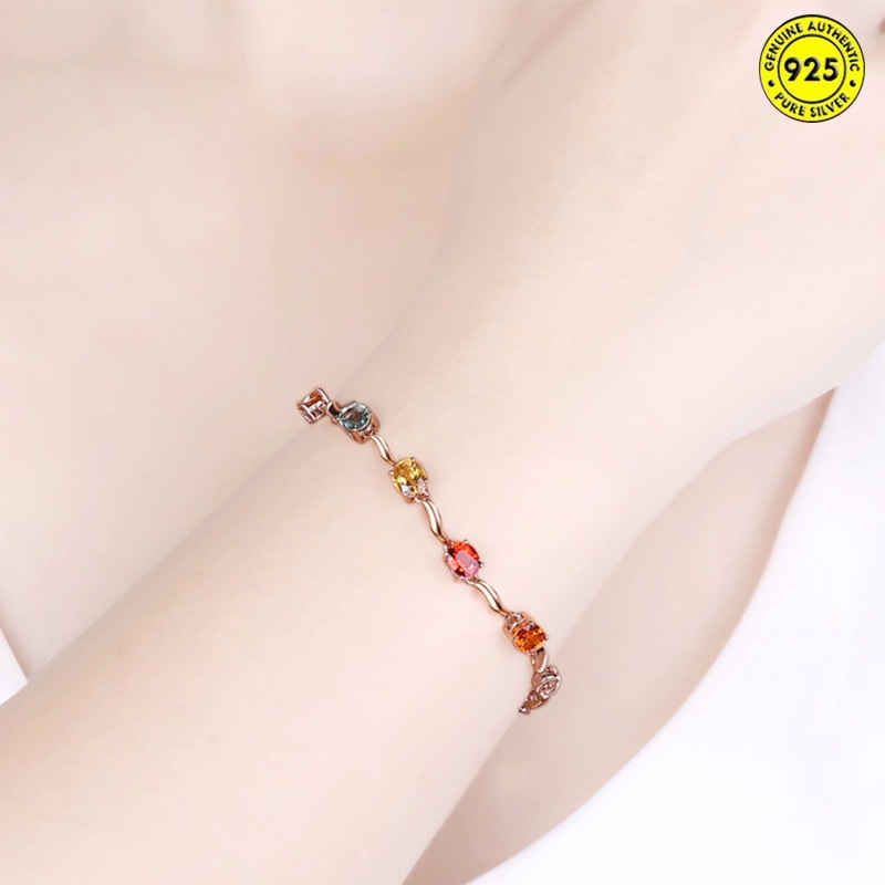 Wave Pattern Five-Color Gem Bracelet Fashion Micro Inlay Color Crystal Bracelet Five-Color Crystal Bracelet