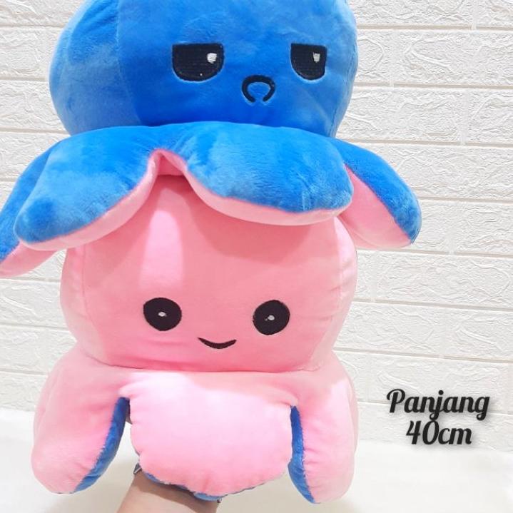 Terbaru !! Boneka gurita jumbo bolak balik octopus doll ukuran 40 cm, mainan baru ukuran besar murah