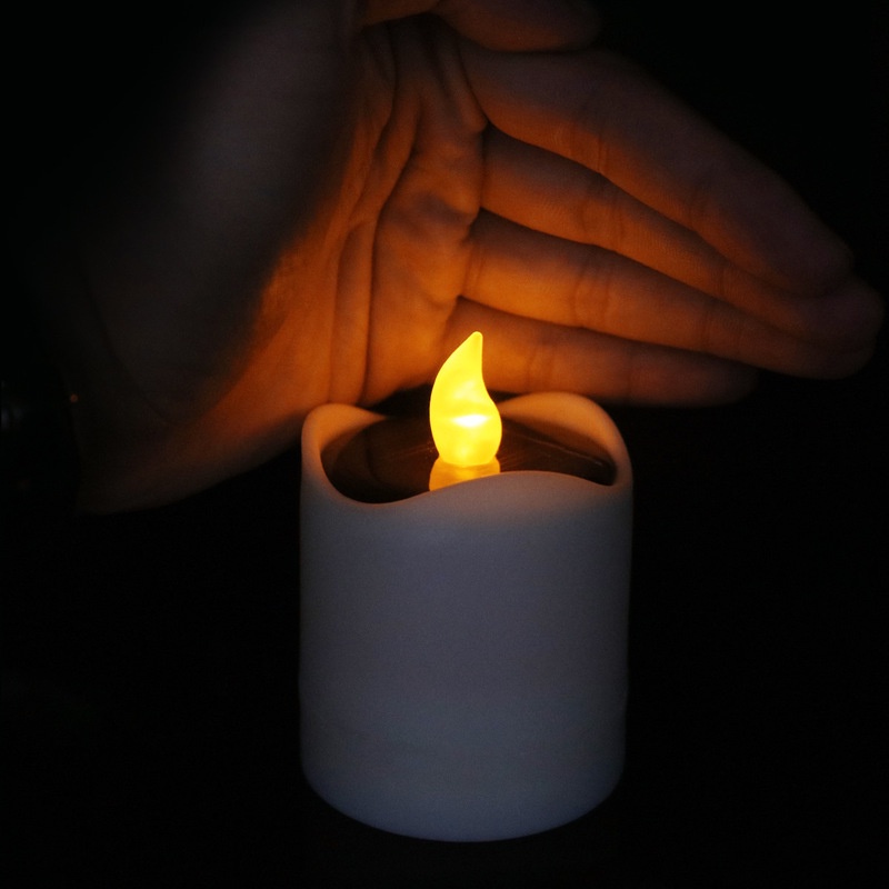 Solar Sensor Auto Shutdown Candle Light/ Electronic Flashing LED Tea Light/ Flameless Night Lamp for Party Wedding Camping Decoration