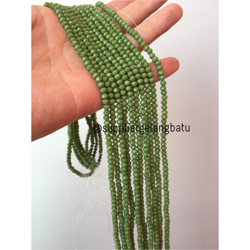 Crystal Ceko Doft 4mm Hijau Green Bahan Craft Beads Manik Donat Rondel aksesoris bahan craft beads