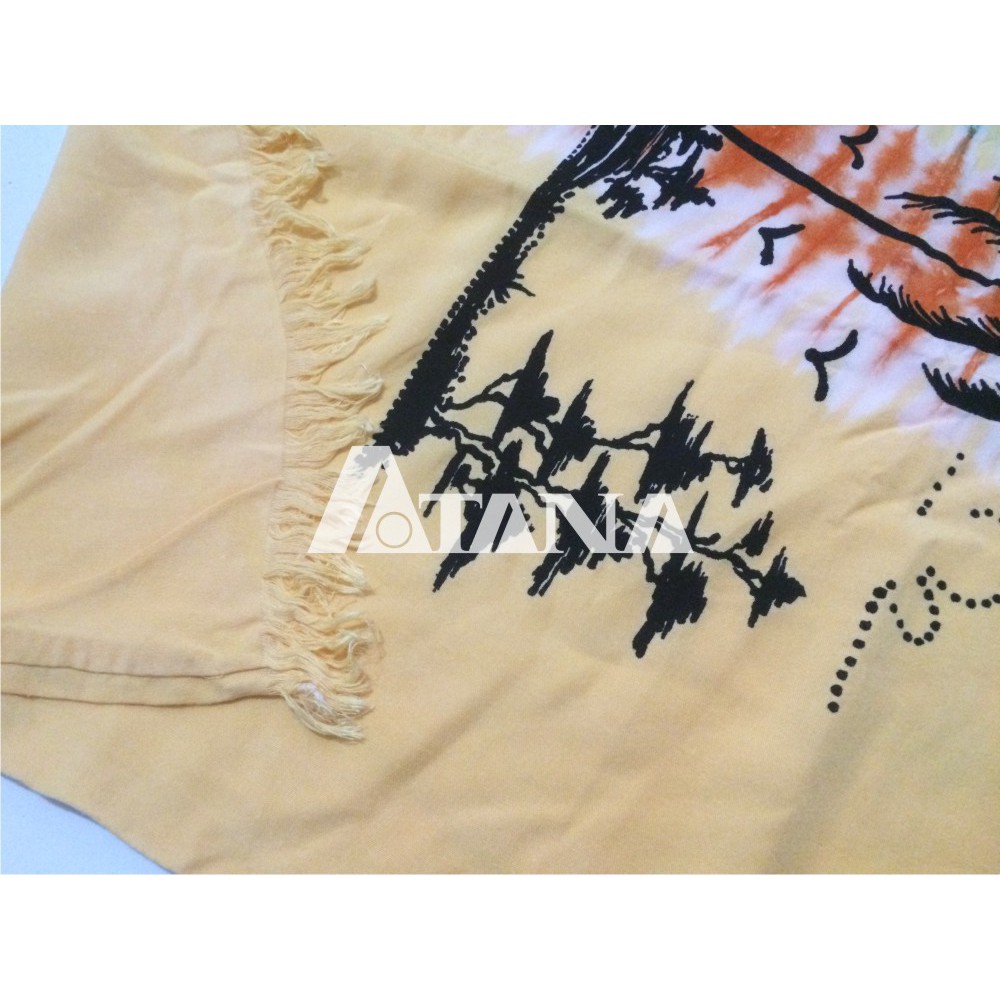 Kaos Rumbai Motif Pantai Pelangi Warna Kuning All Size