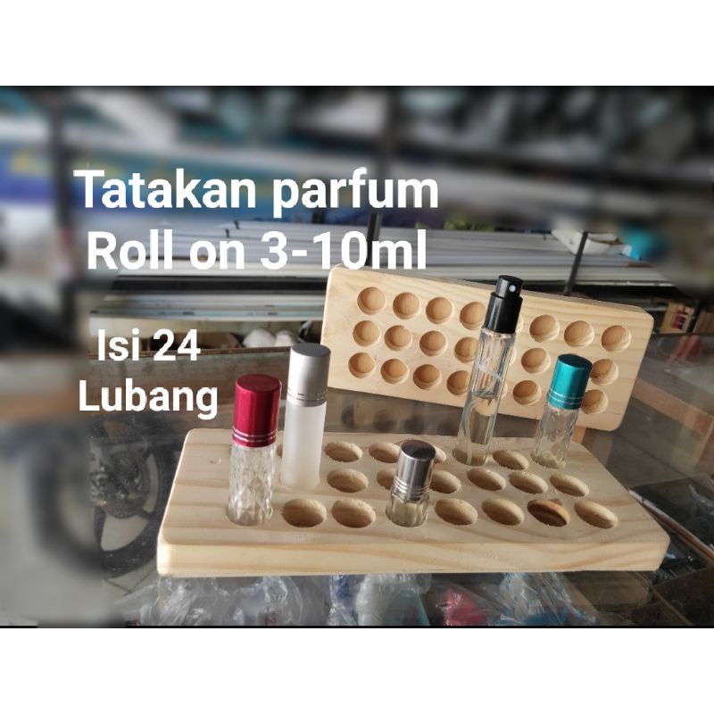 rak botol roll on, rak parfum , tatakan parfum